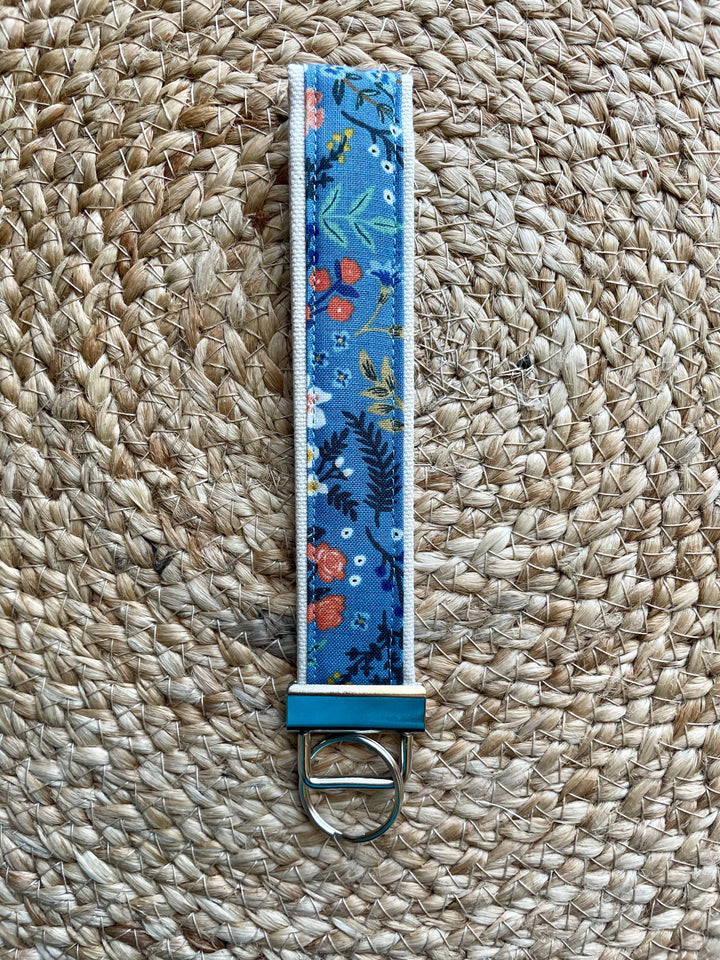 Rifle Paper Co. Dainty Blue Floral Keychain Wristlet