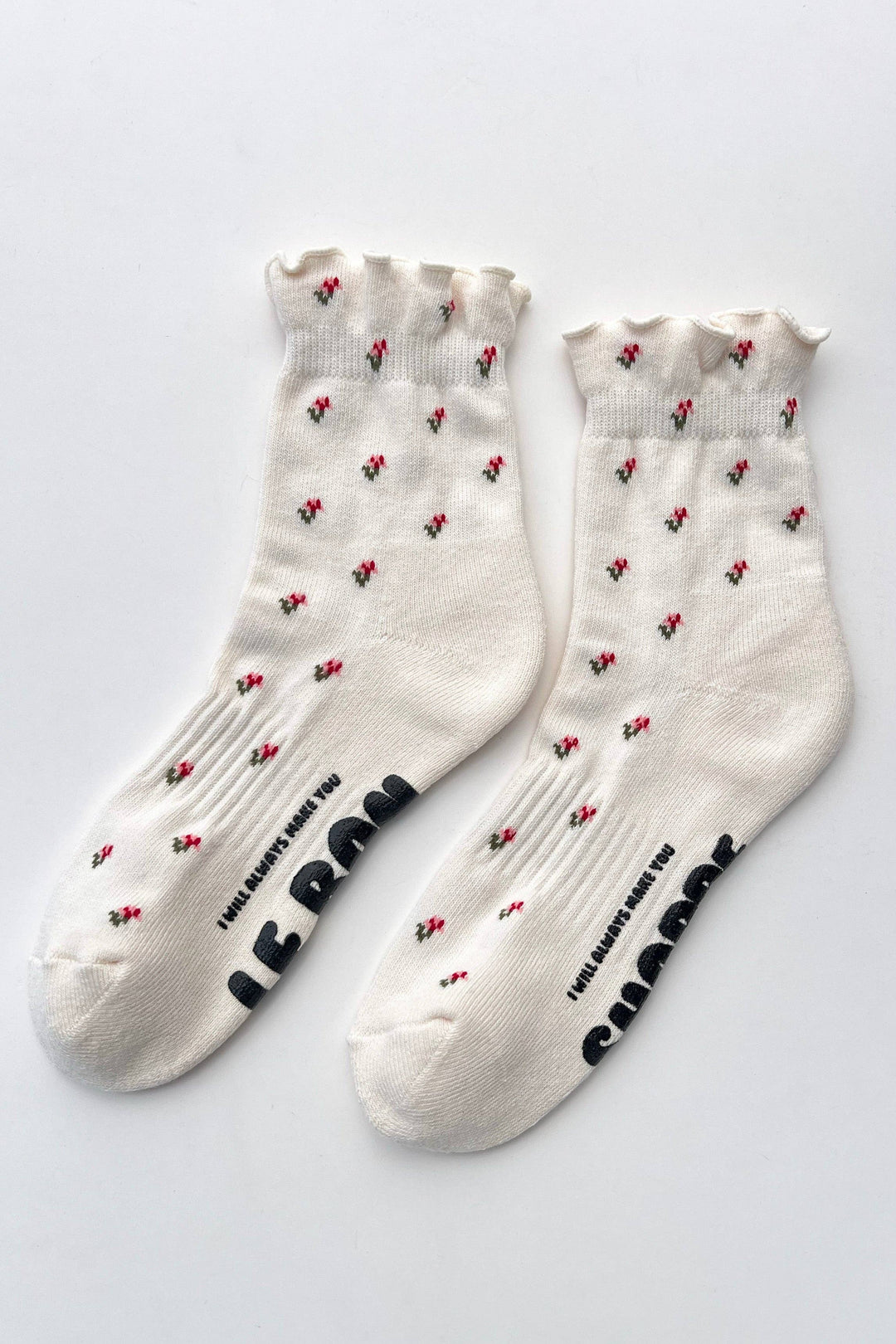Petal Ruffled Hugger Crew Socks in Cream
