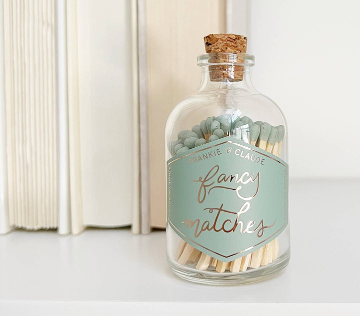 Sage Green Matches in a Glass Jar