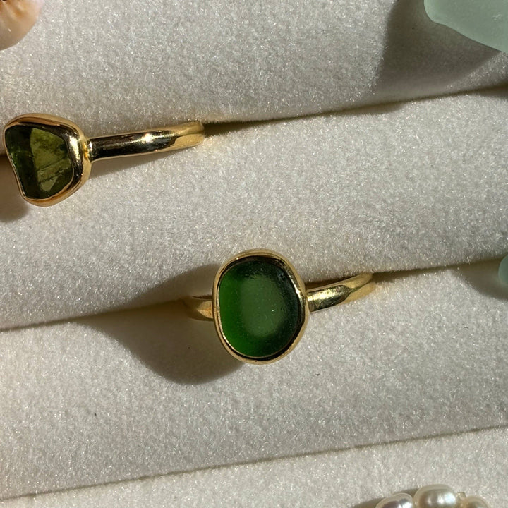 Green Sea Glass Ring (Gold or Silver)