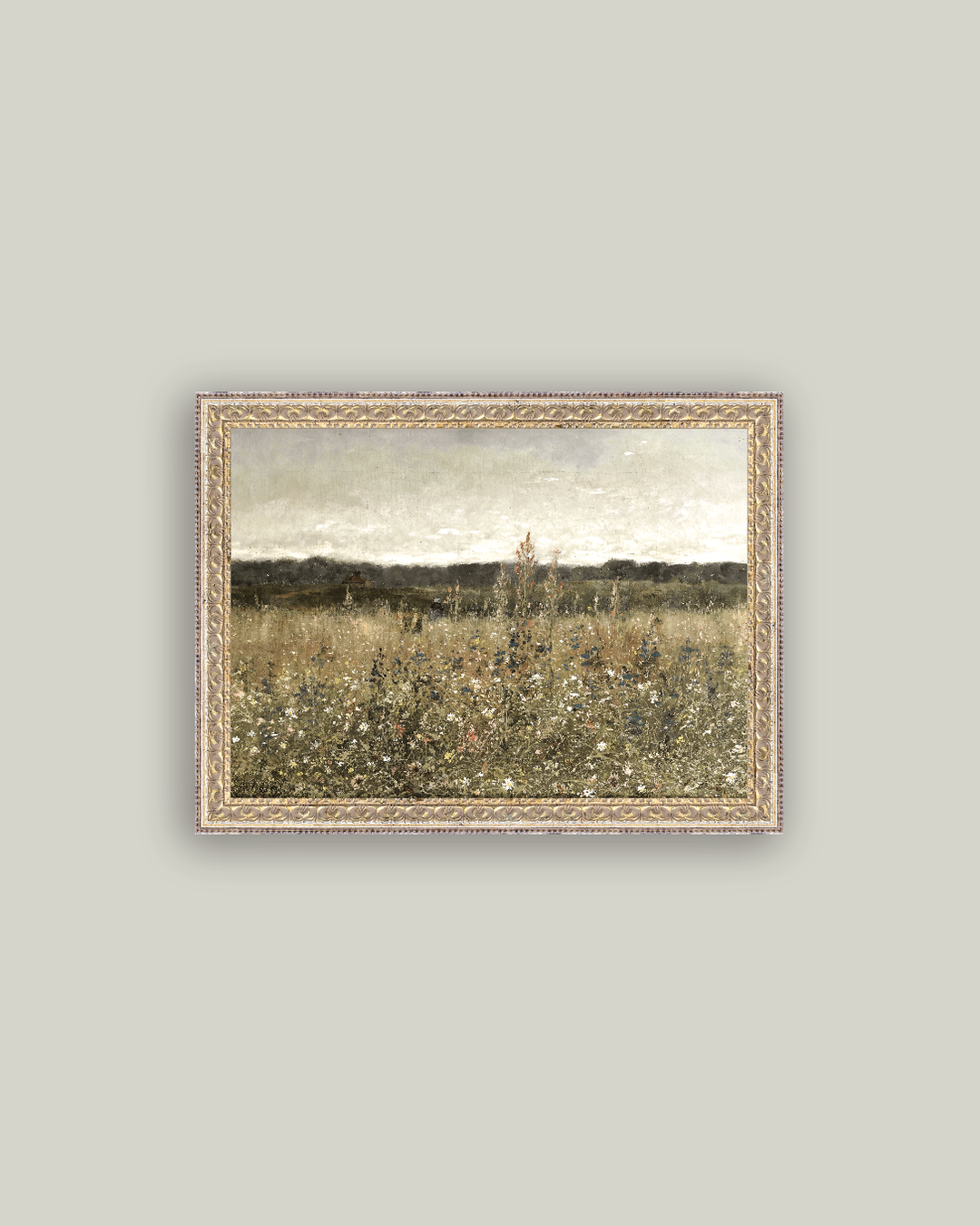 Wildflower Field Framed Antique Art, 10x8