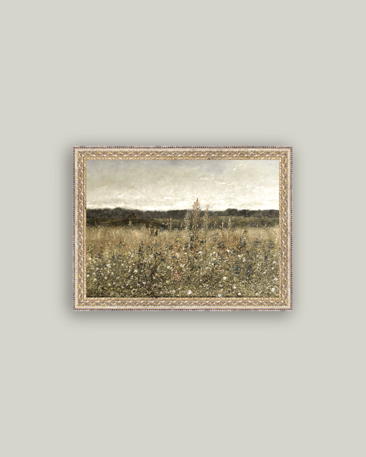 Wildflower Field Framed Antique Art, 10x8