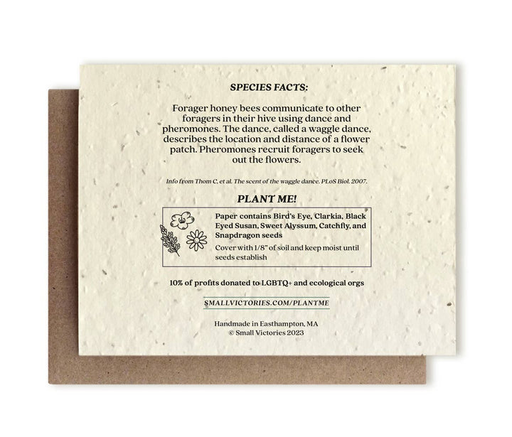 Honey Bee Plantable Wildflower Seed Card: No Sleeves