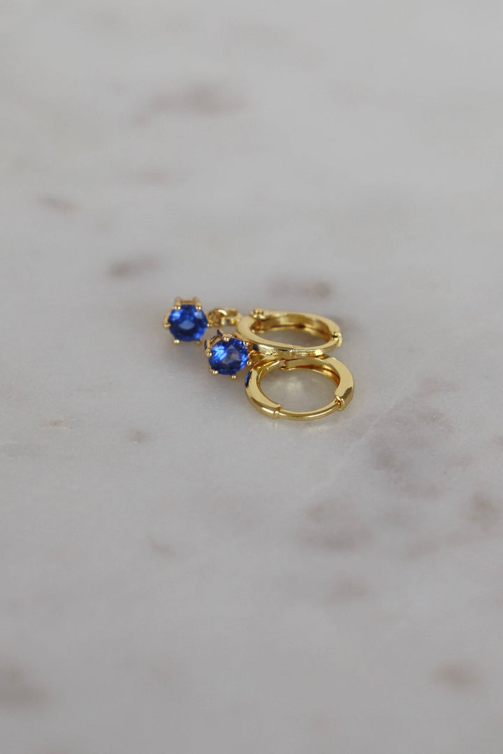 Round Birthstone Huggies