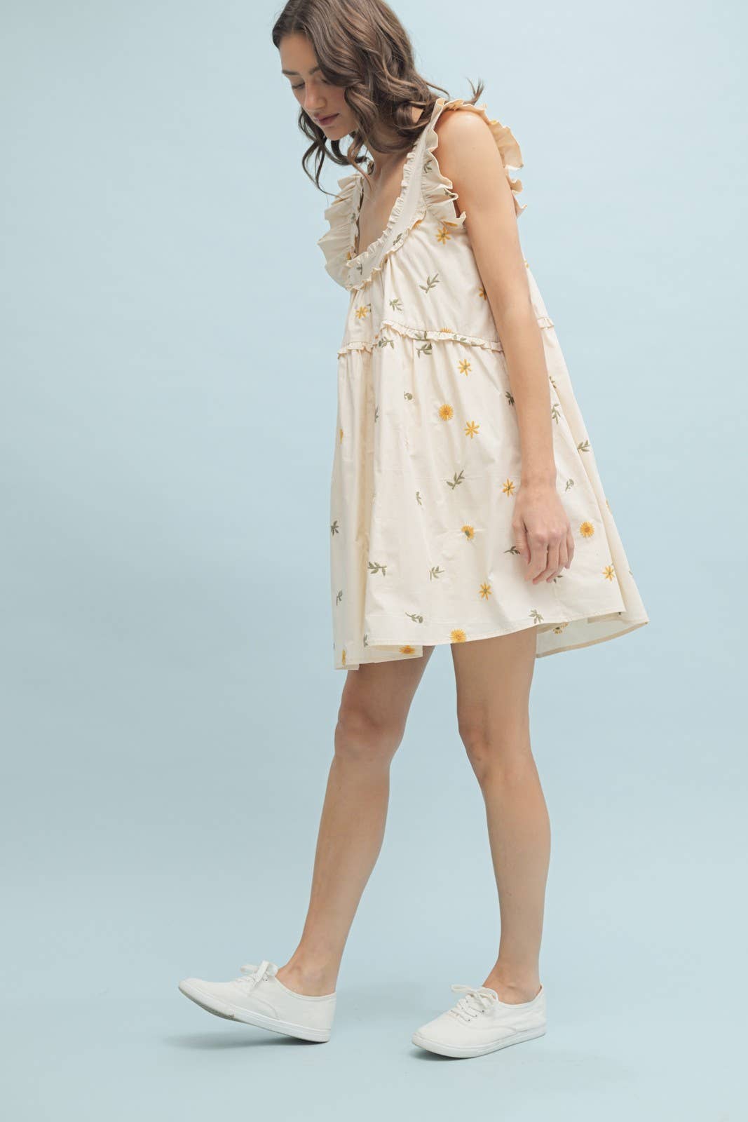 Floral Ruffle Mini Dress in Two Colors