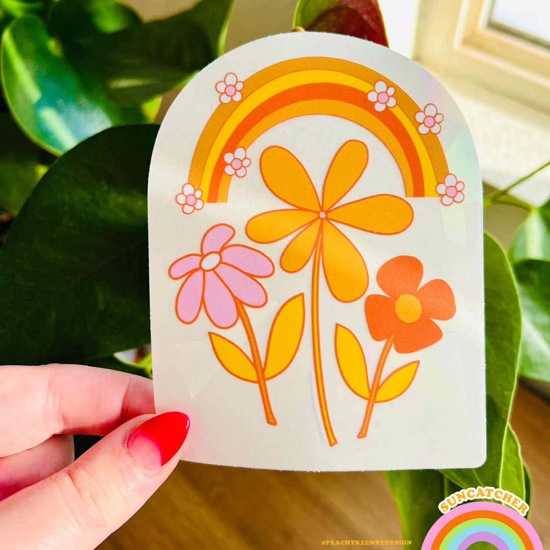 Rainbow Flowers Suncatcher Sticker