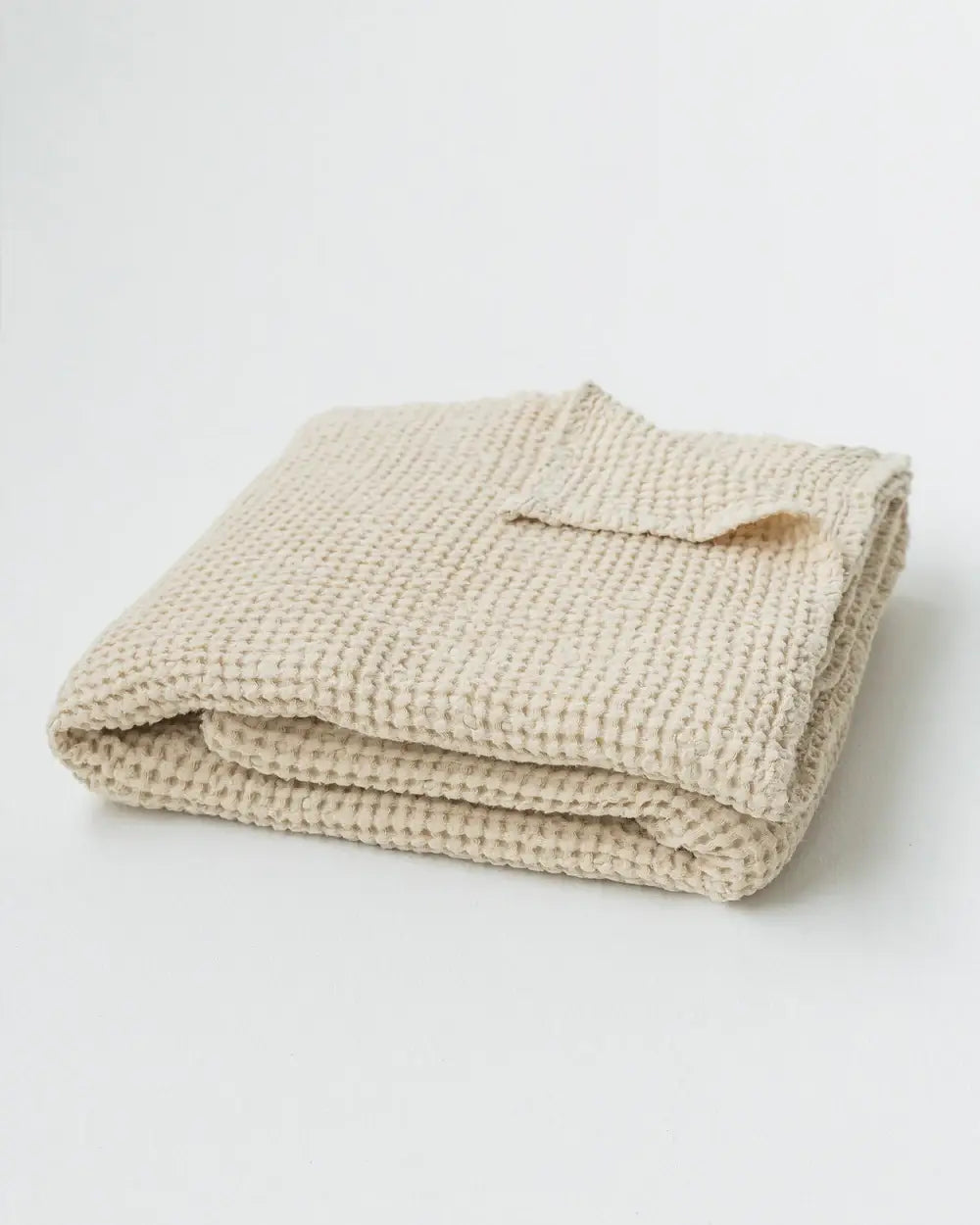 Vanilla Linen Waffle Throw Blanket