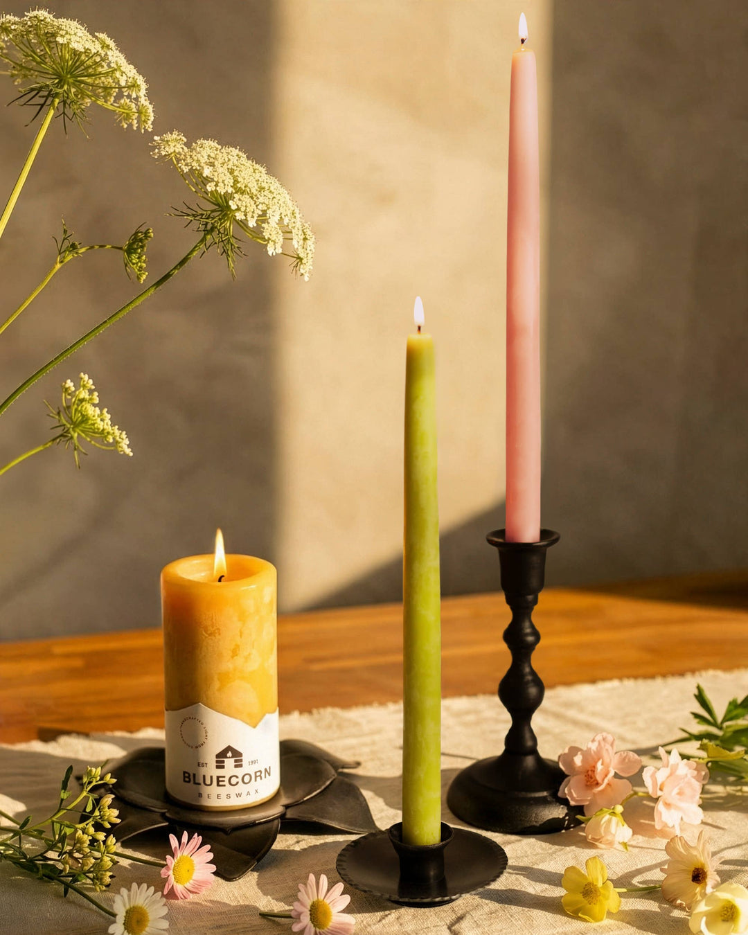 Pistachio Beeswax Tapers, 3 Sizes
