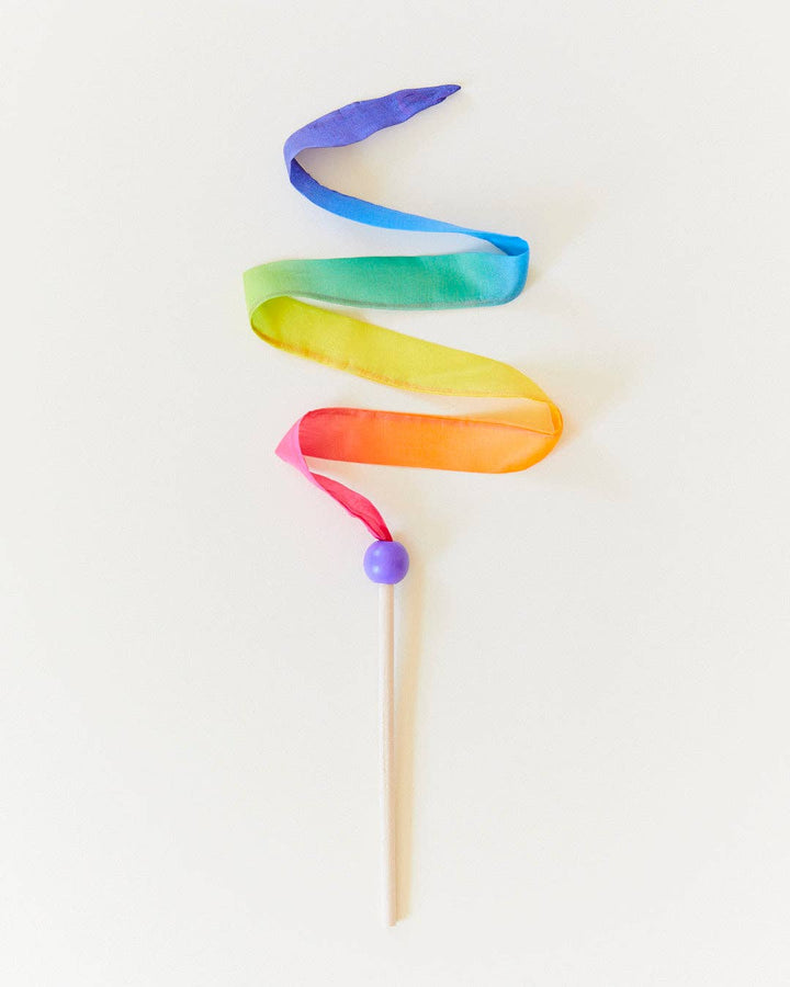 Mini Rainbow Streamers - Silk & Wood Birthday Wand