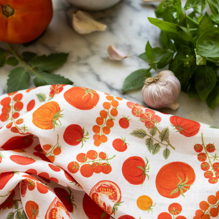 Heirloom Tomatoes Linen Tea Towel