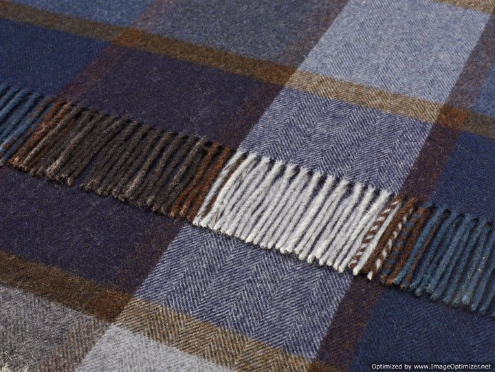 Pateley Check, Merino Lambswool Throw, Made in England: Damson