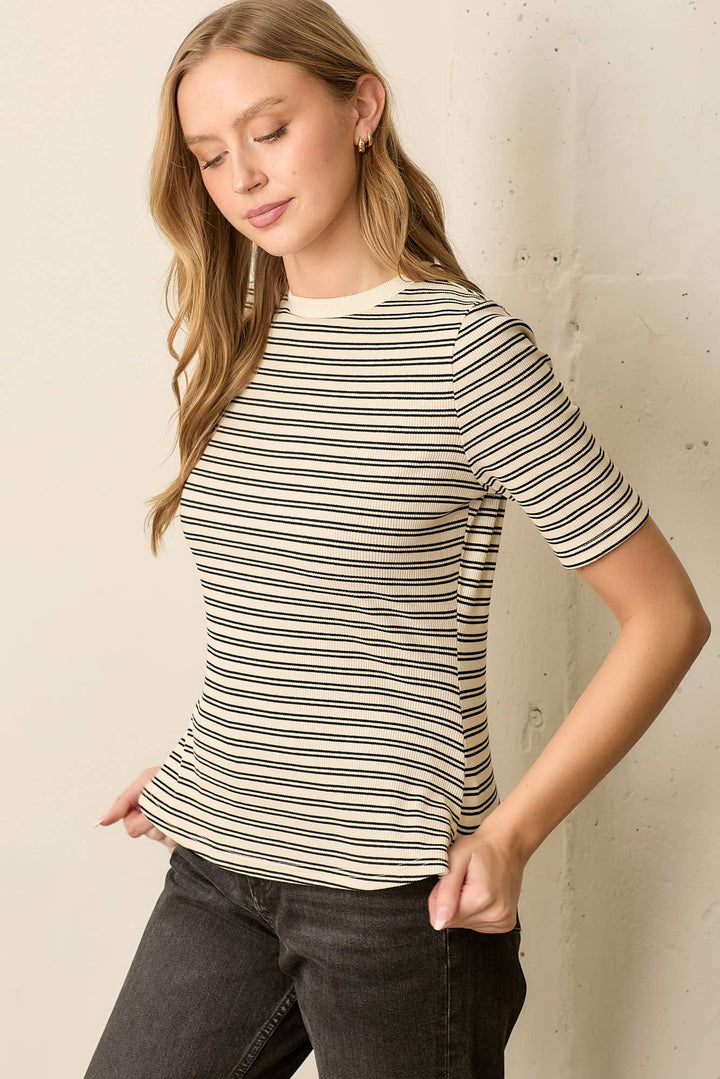 Striped Round Neck Top (2 colors)