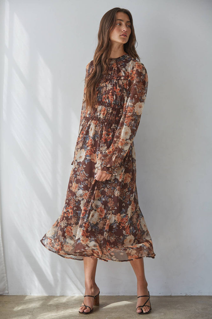 Winter Florals Midi Dress