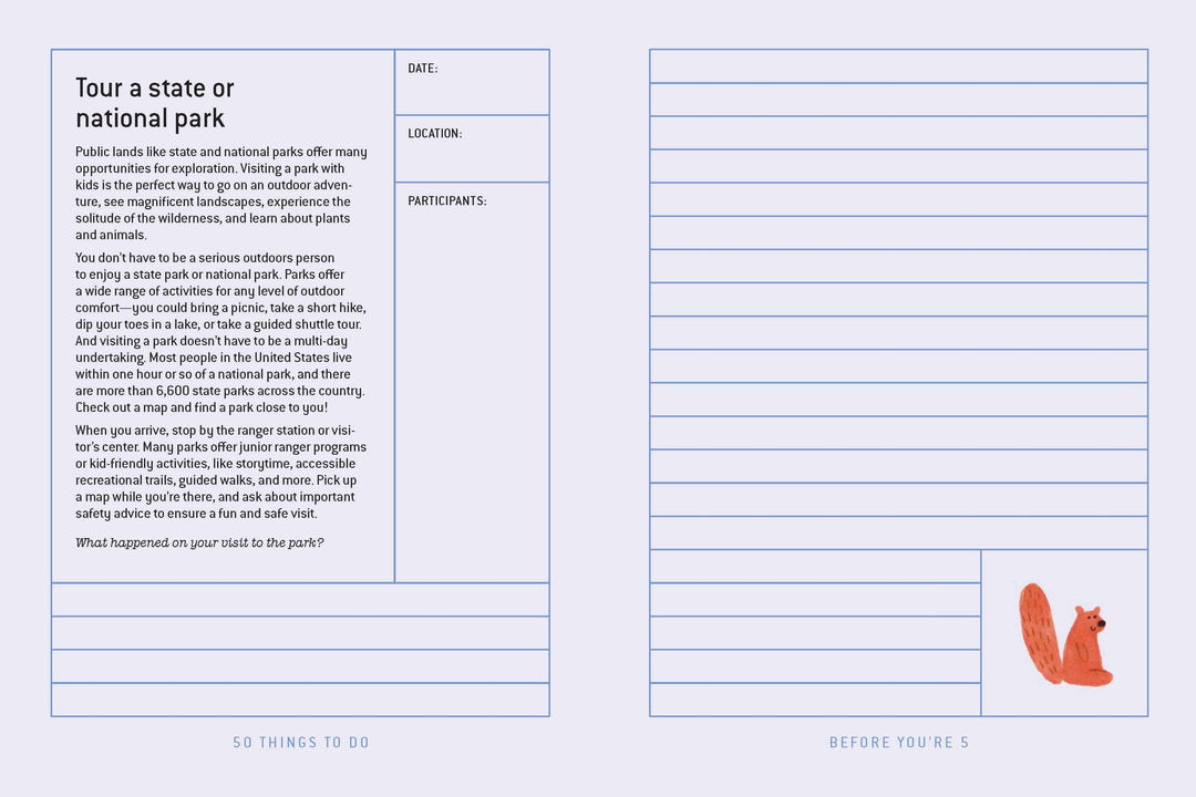 50 Things to Do Before You're 5 Journal