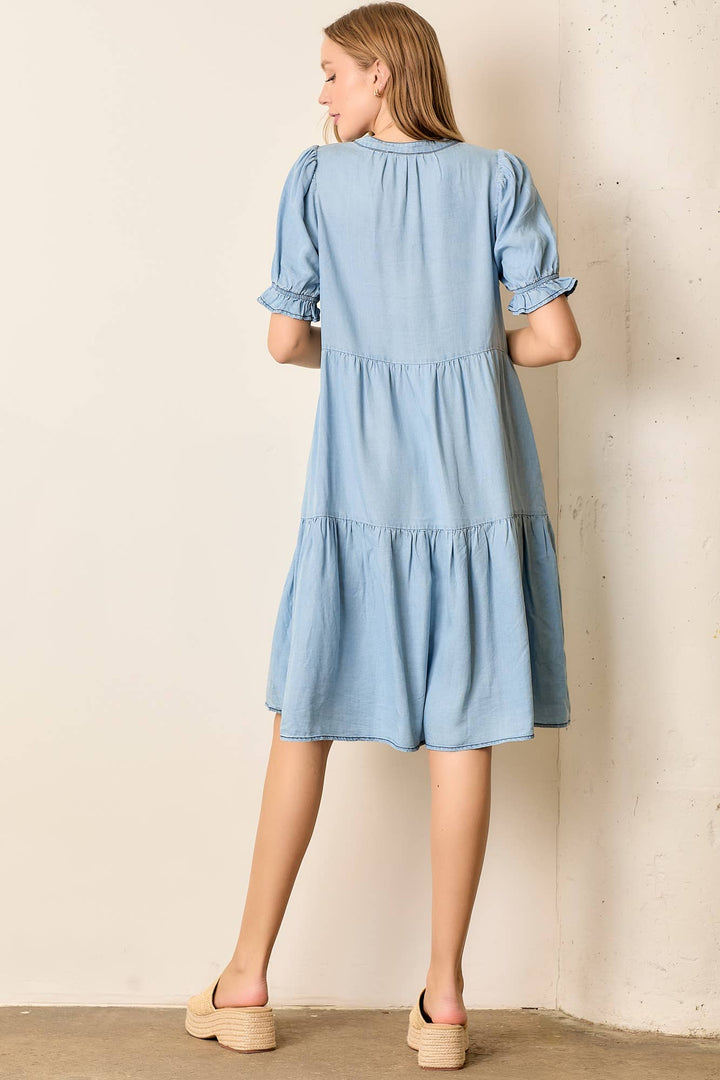 Button Up Denim Midi Dress