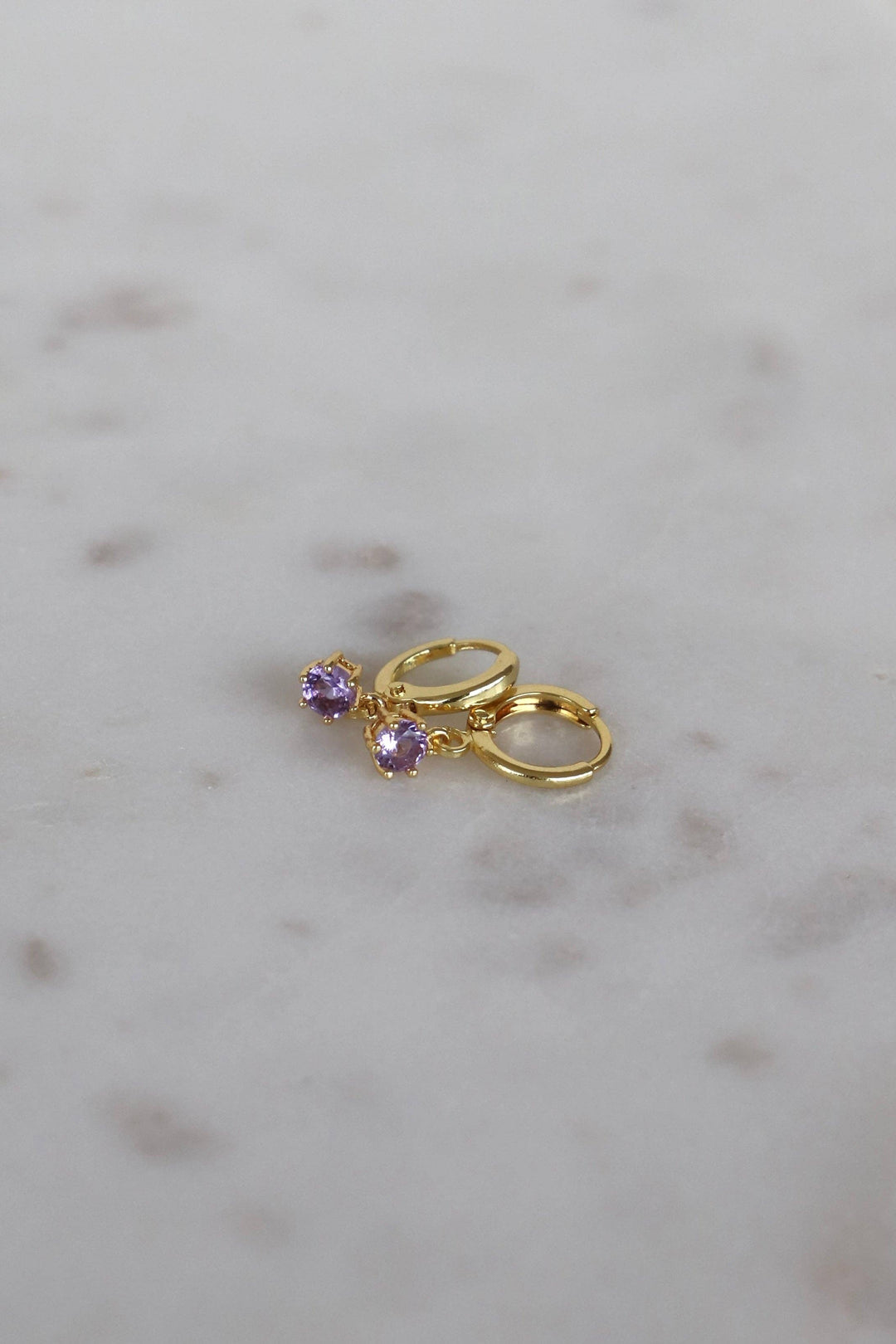 Round Birthstone Huggies