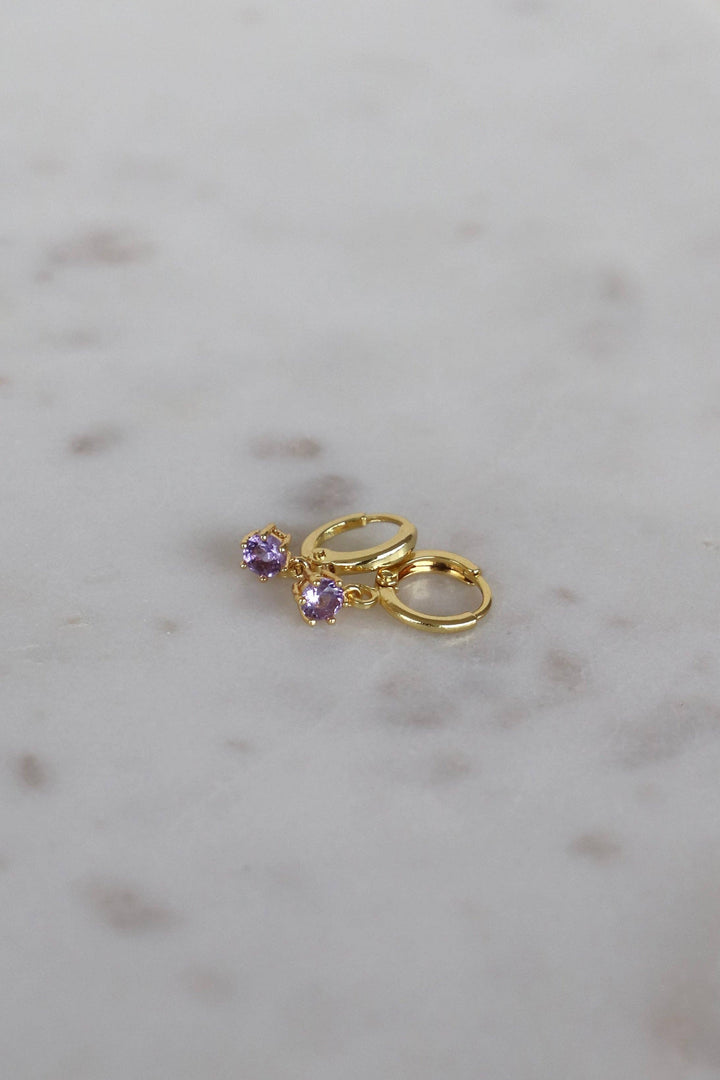 Round Birthstone Huggies