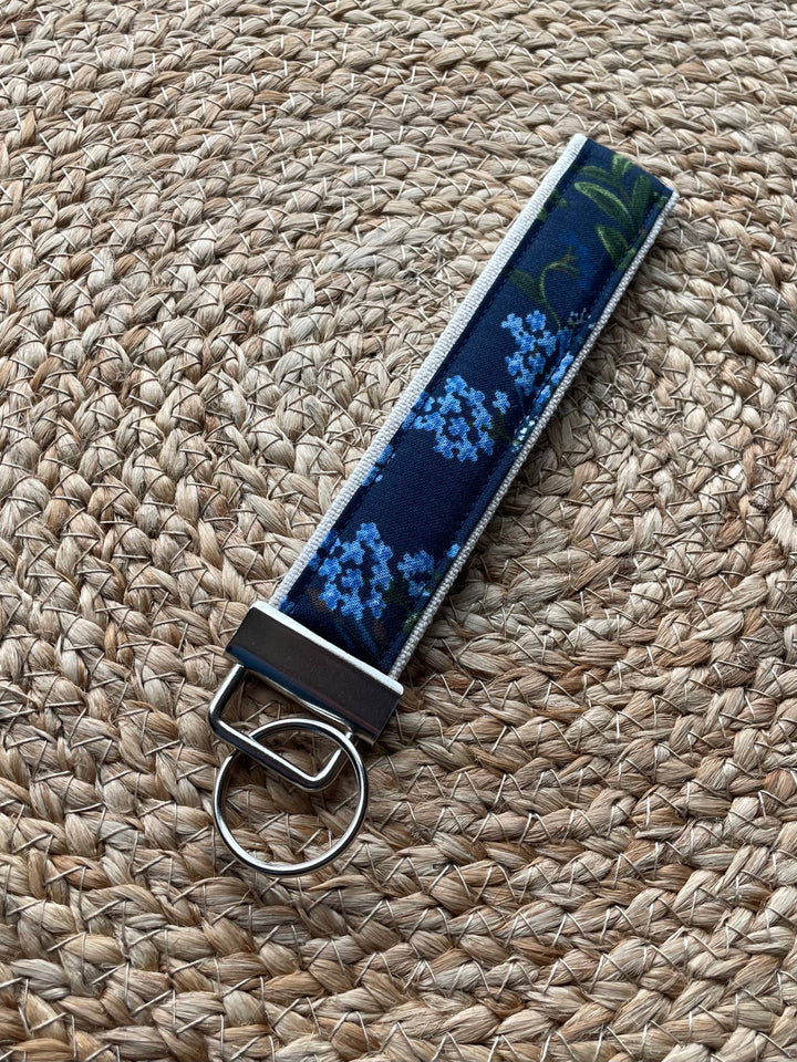 Navy Hydrangea Keychain Wristlet