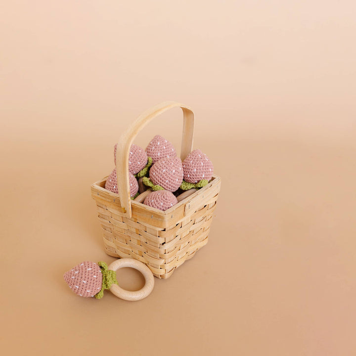 Pink Strawberry Crochet Rattle/Teether