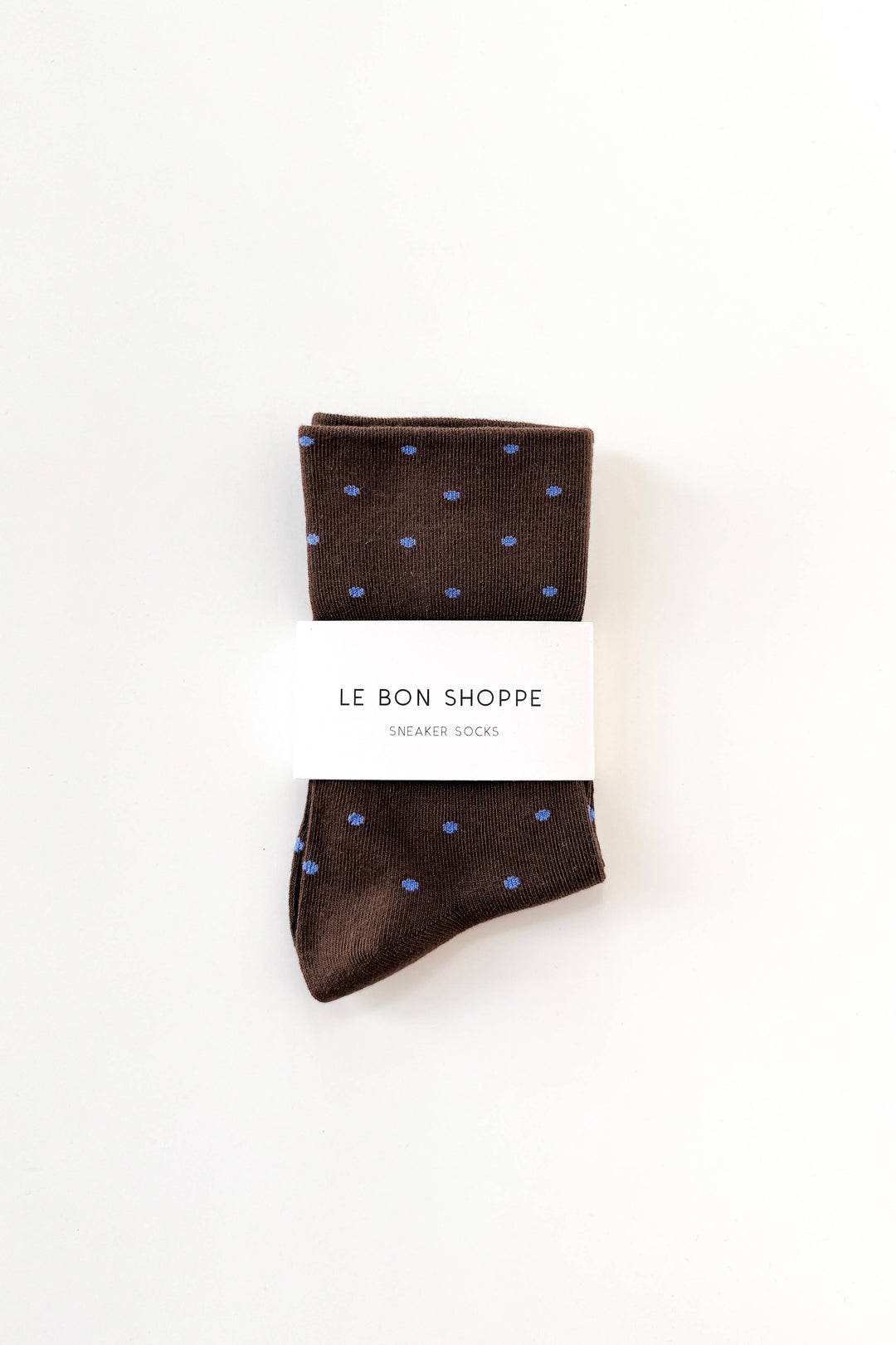 Polka Dot Sneaker Socks in Cacao/Blue