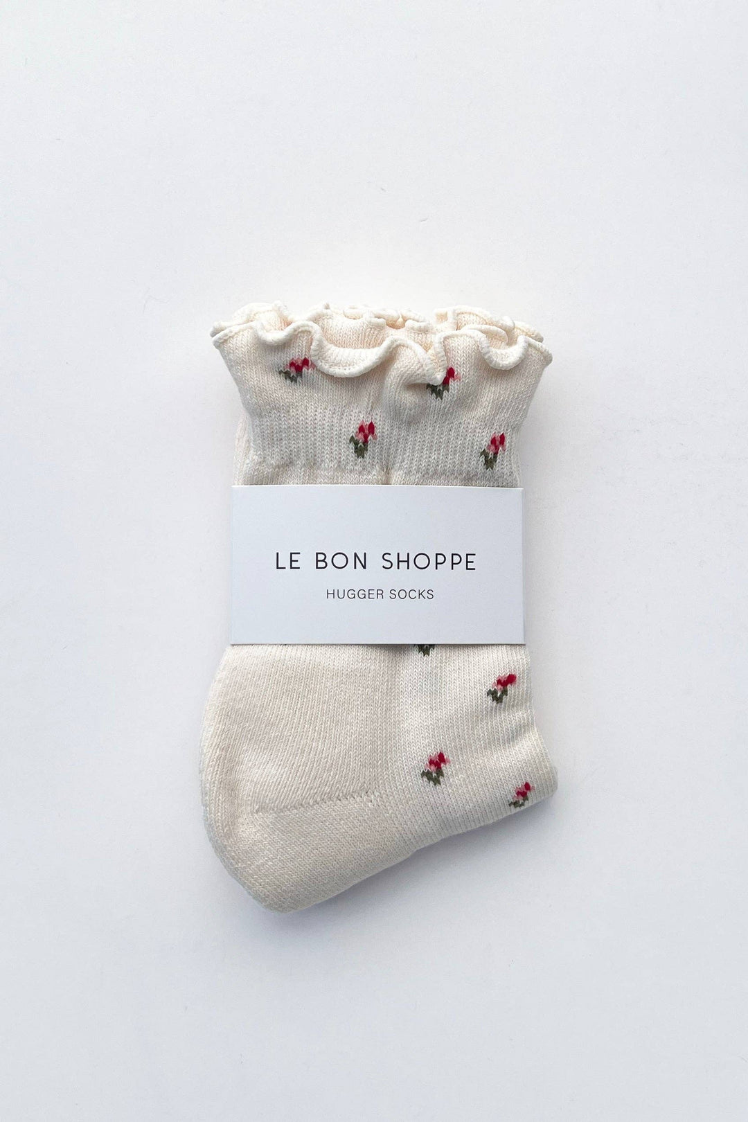 Petal Ruffled Hugger Crew Socks in Cream
