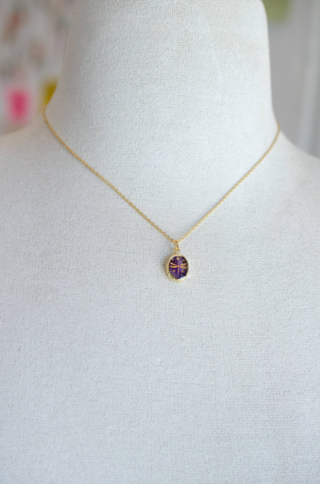 Amethyst Dragonfly Necklace