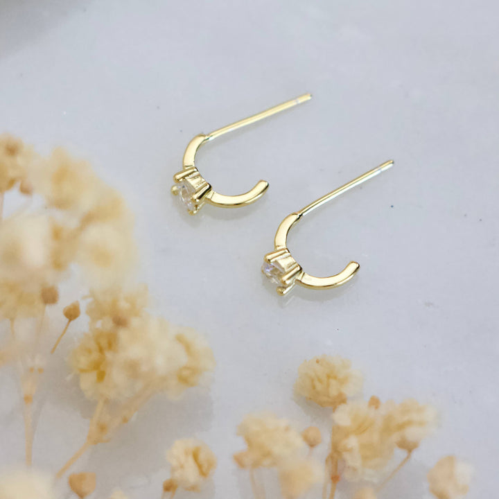 Zircon Tiny Huggie Hoop Earrings