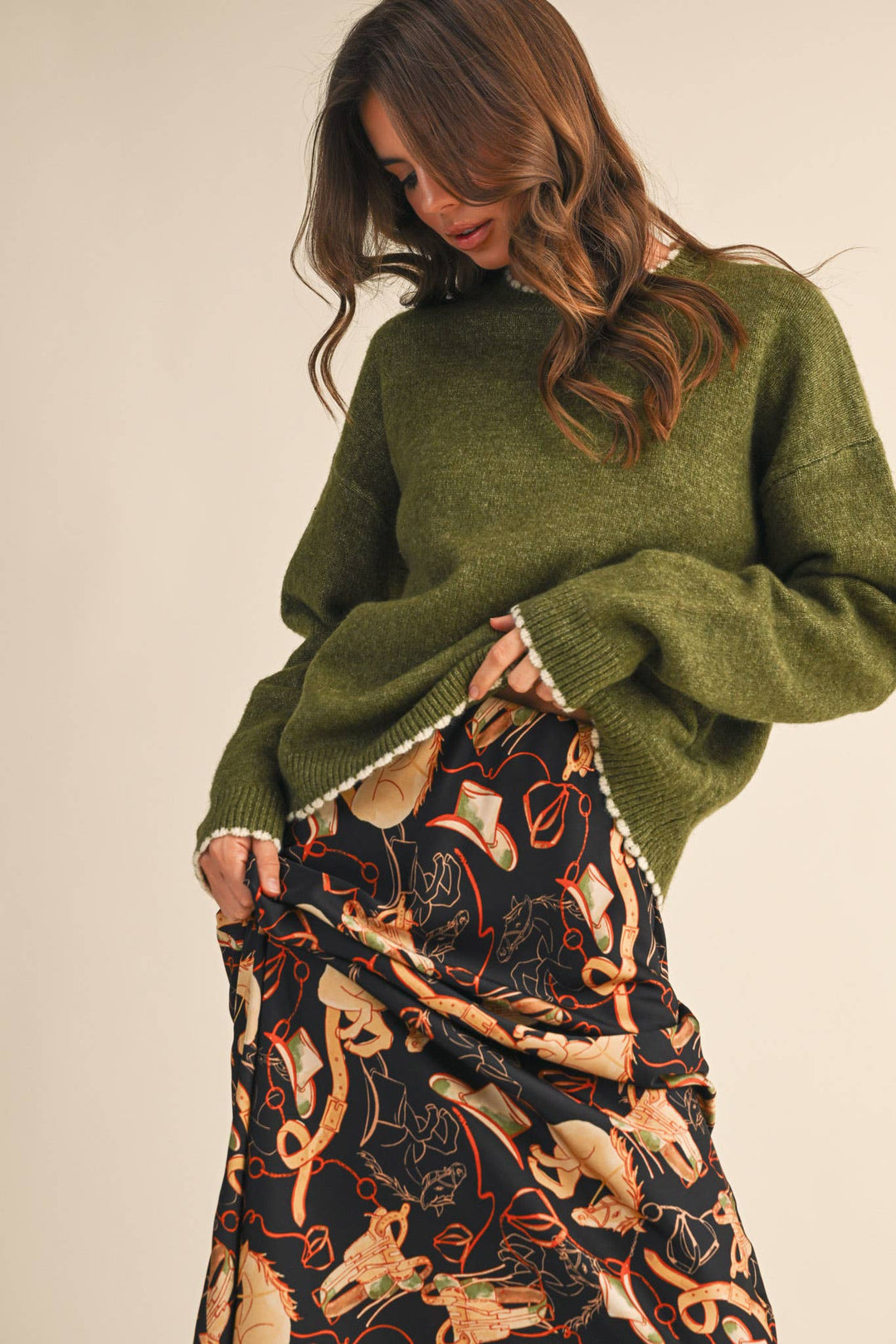 Knit Scalloped Edge Sweater