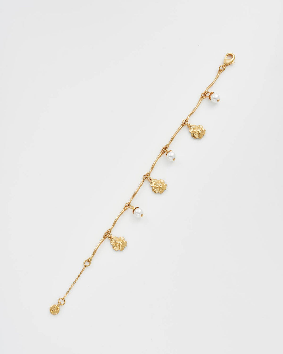 Pansy Pearl Multi Gold Charm Bracelet