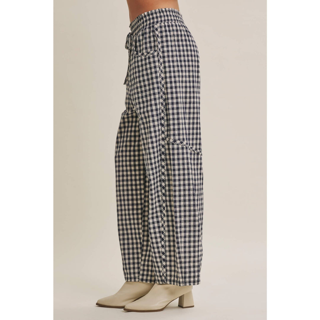 Relaxed Cotton Barrel Leg Pants in Navy