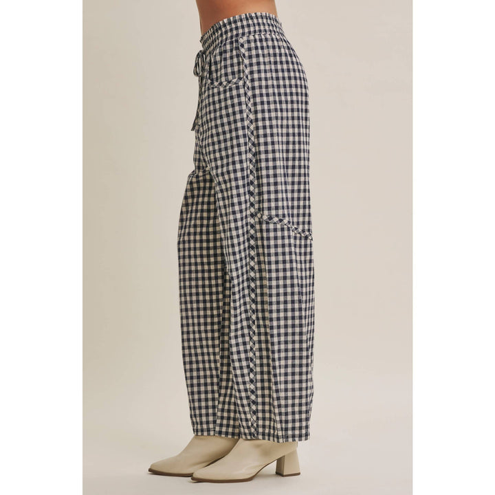 Relaxed Cotton Barrel Leg Pants in Navy