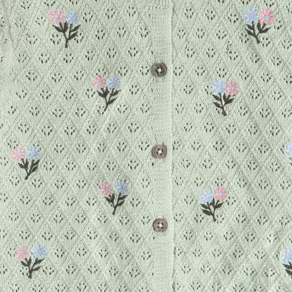 Mae Floral Pointelle Baby Cardigan
