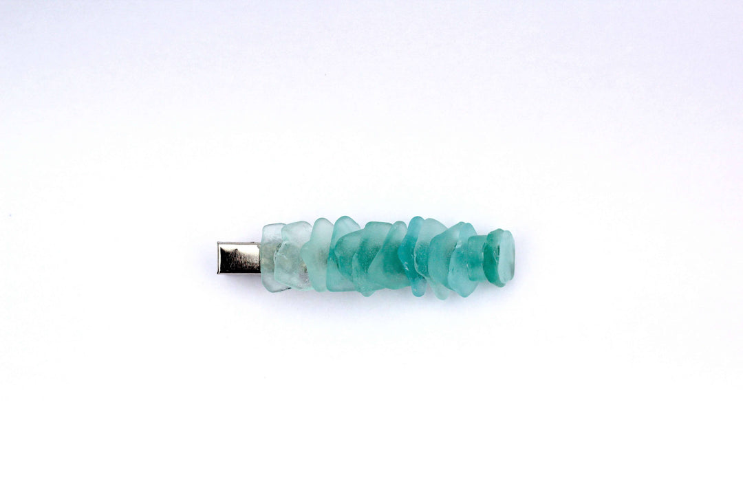 Silver Sea Glass Hair Clip