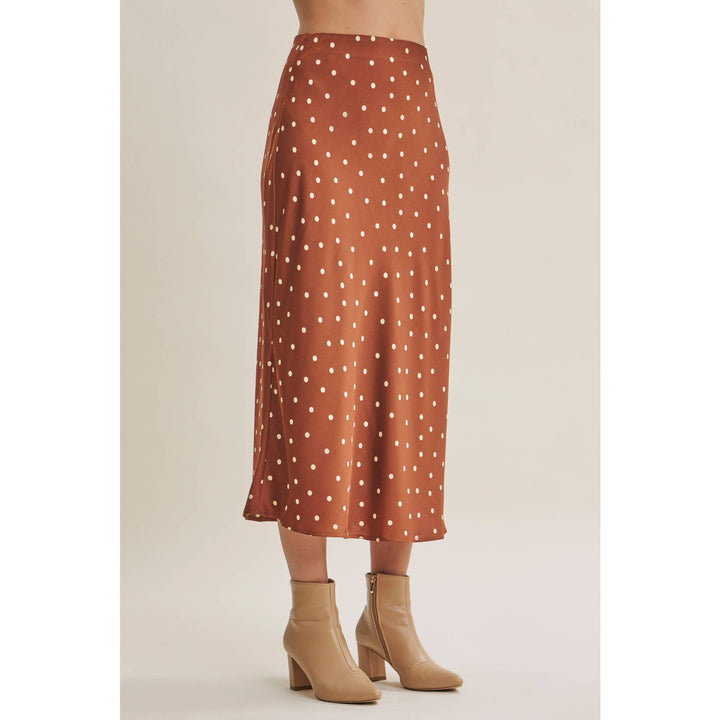 Satin Polka Dot Midi Skirt
