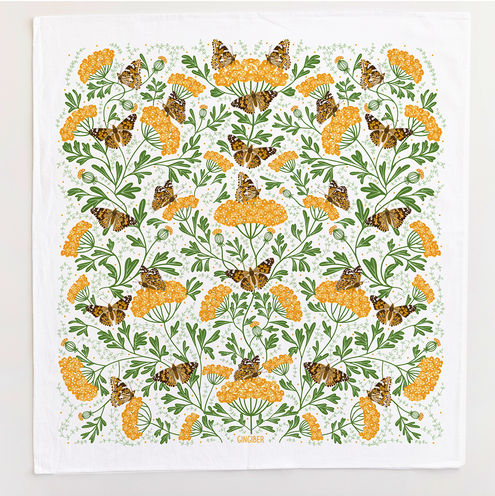 Yarrow & Painted Lady Tea Towel