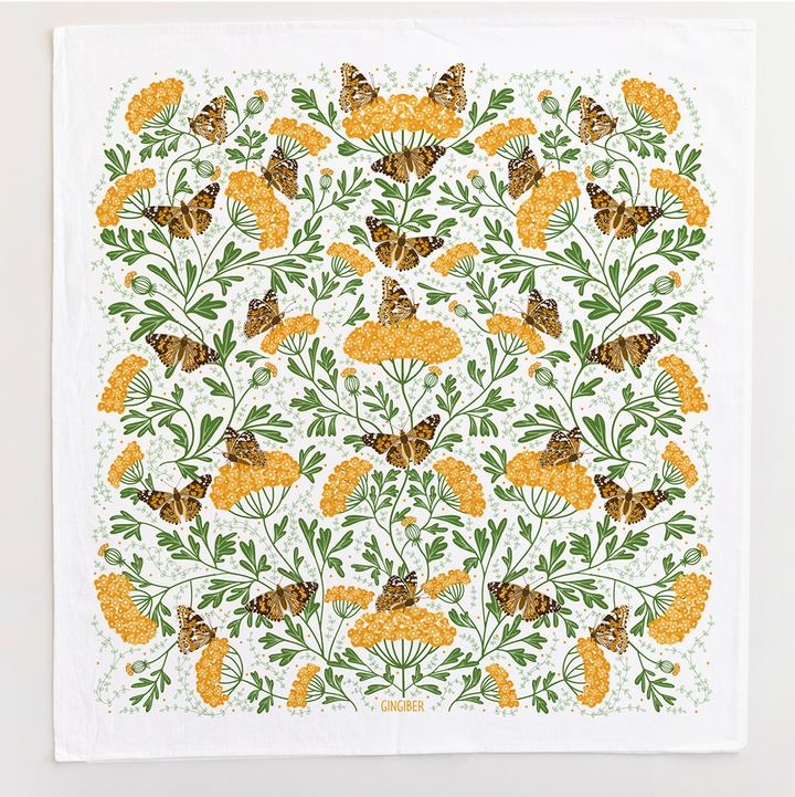 Yarrow & Painted Lady Tea Towel