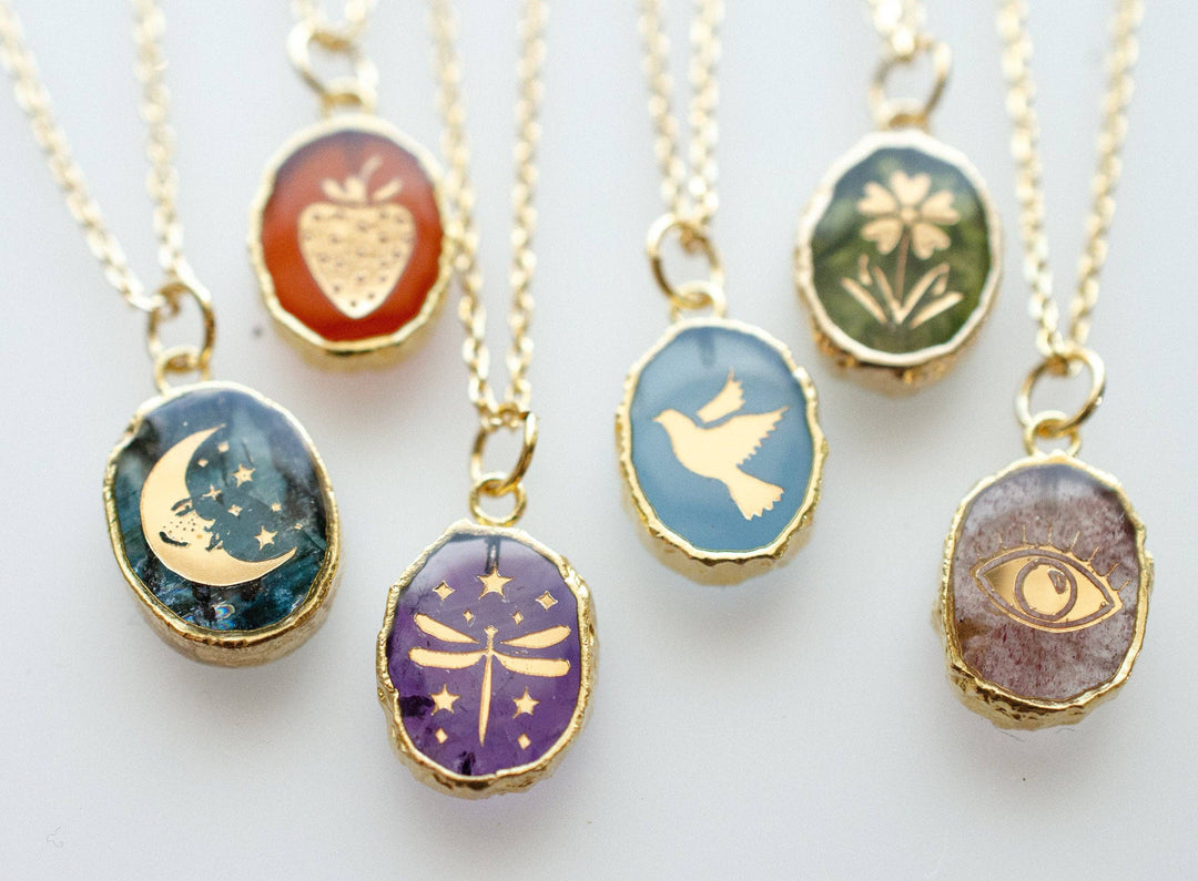 Symbol Stone Necklace: 16 inches / Blue Chalcedony Dove