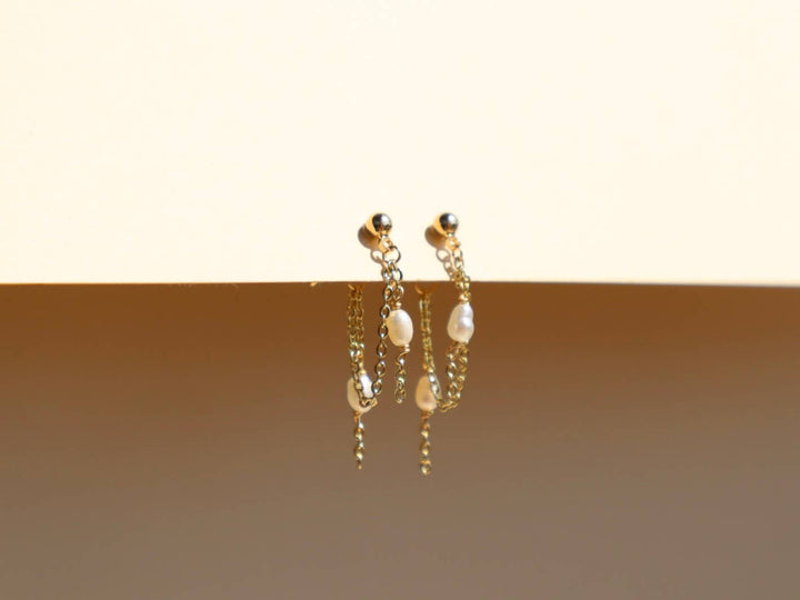Dainty Pearl Chain Earrings