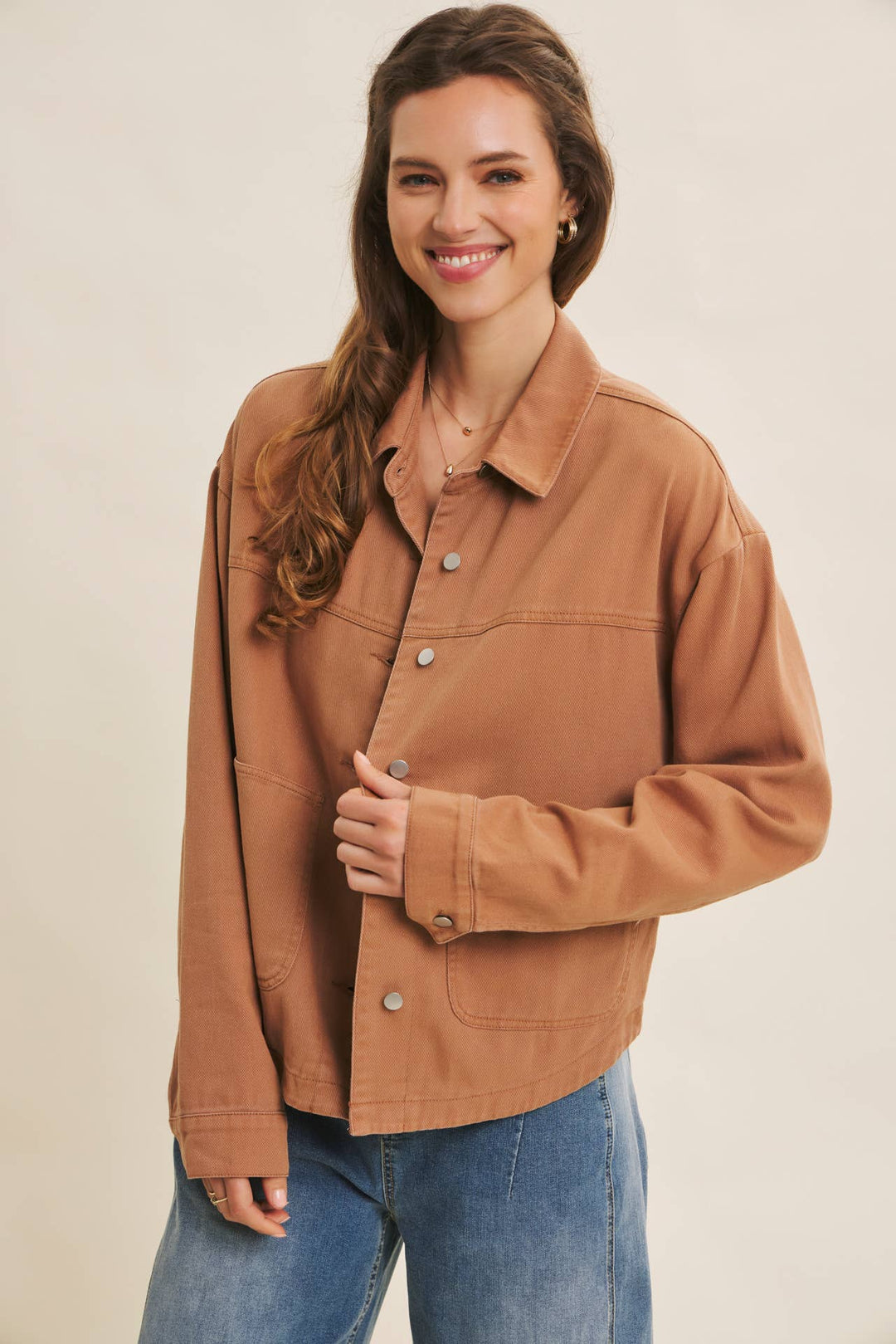 Oversized Utility Jacket in Camel