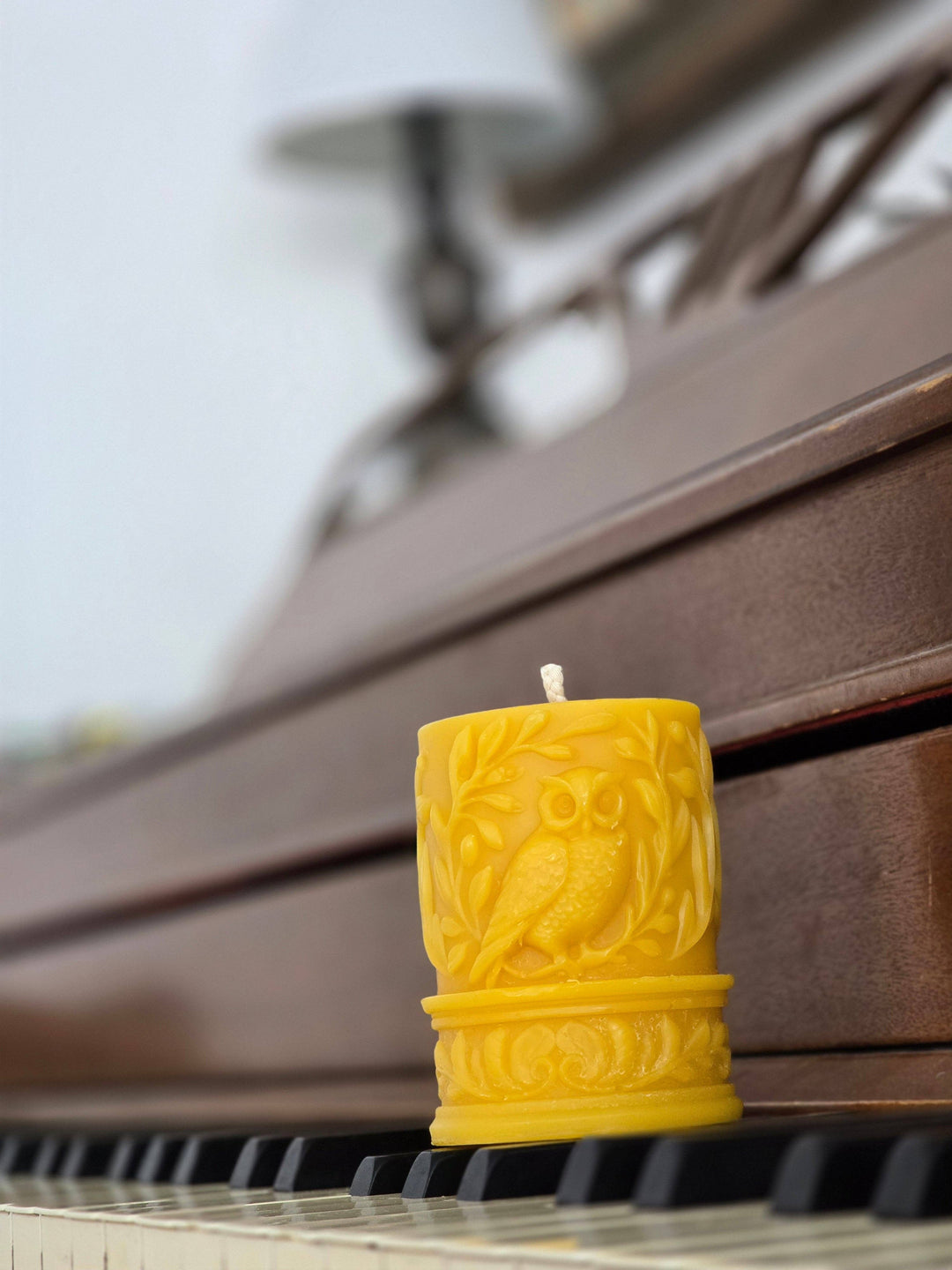 Forest Owl Pillar Beeswax Candle