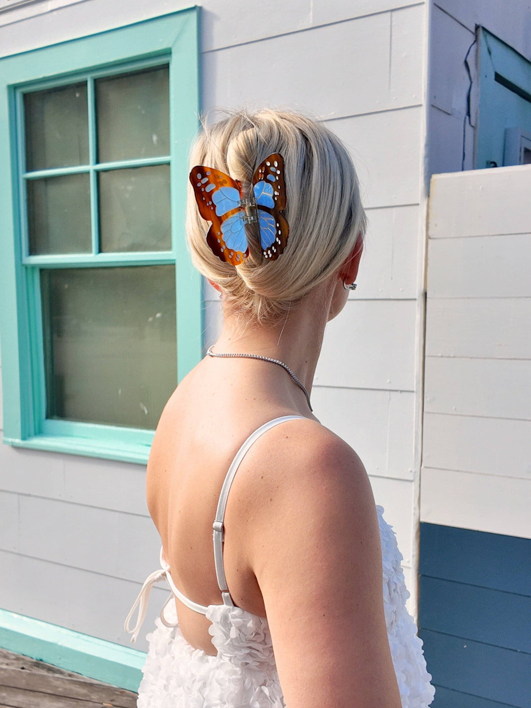Boho Monarch Claw Clip in Baby Blue