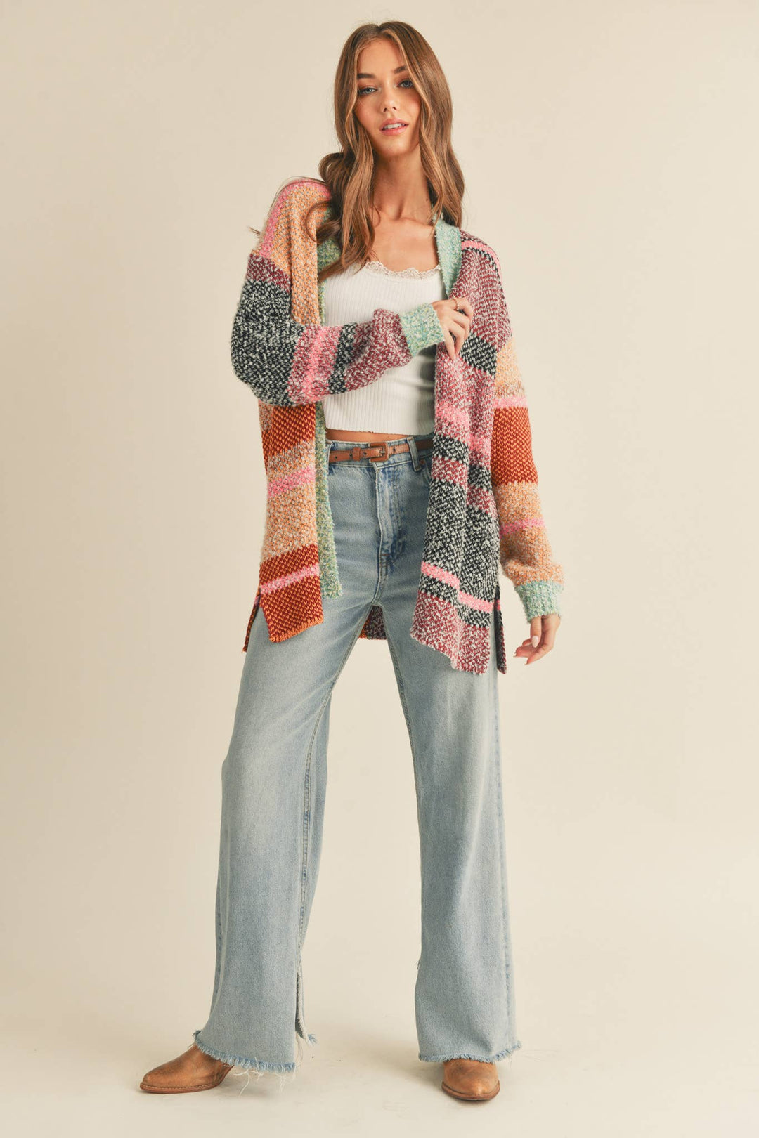 Oversized Color Block Cardigan in 2 Colors