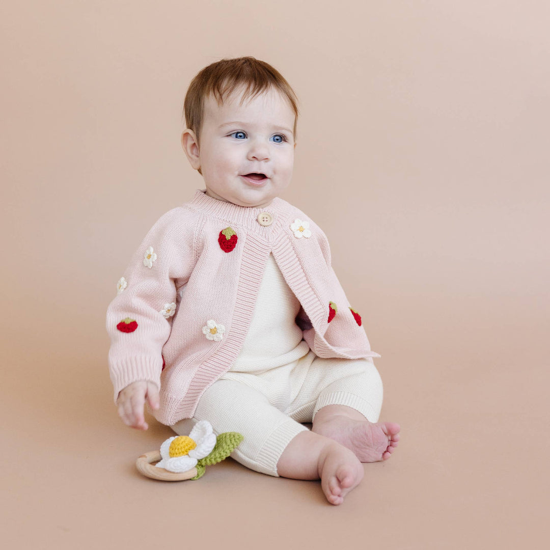 Kids Strawberry Flower Cardigan