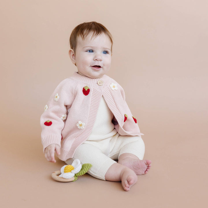 Kids Strawberry Flower Cardigan