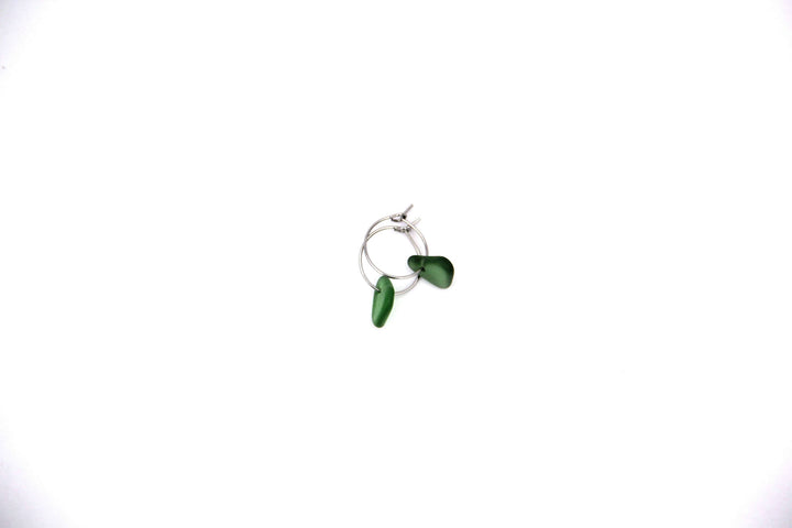 Silver Sea Glass Hoop Earrings