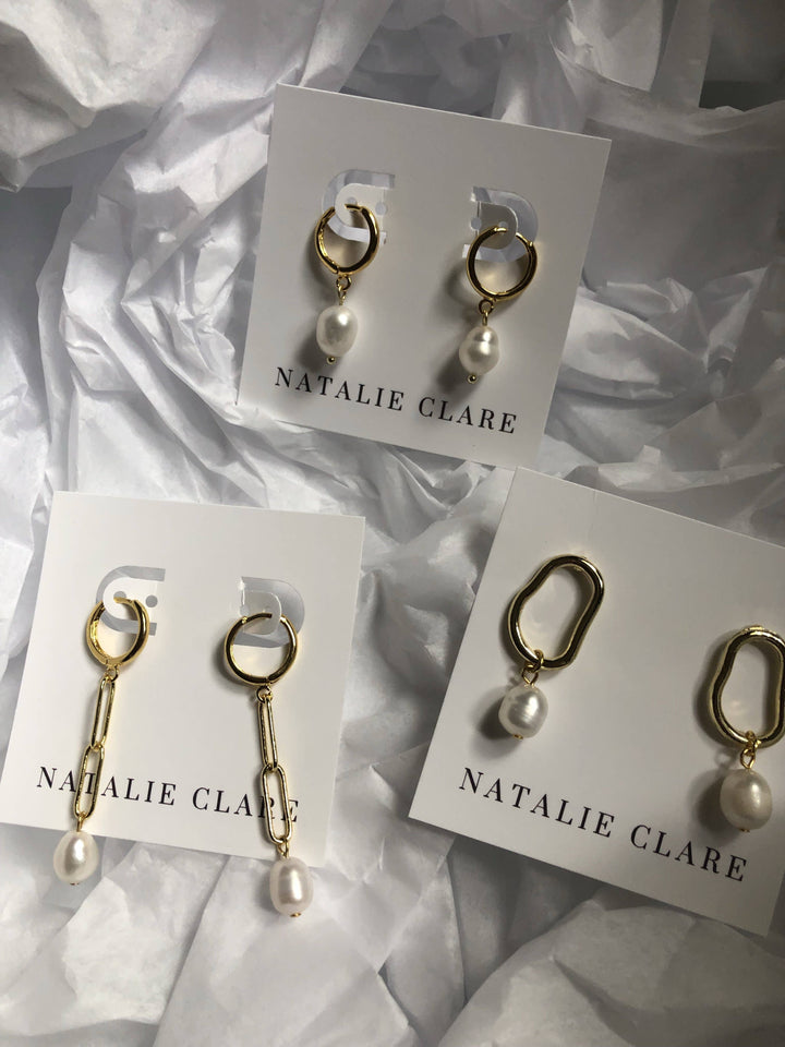 Abstract Pearl Earrings