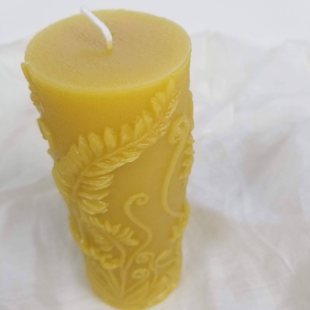 Fern Pillar Beeswax Candle