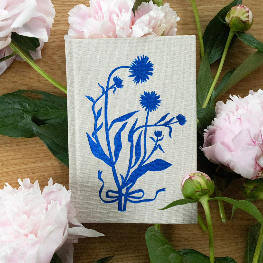 Blue Flora Mini Linen Bound Journal