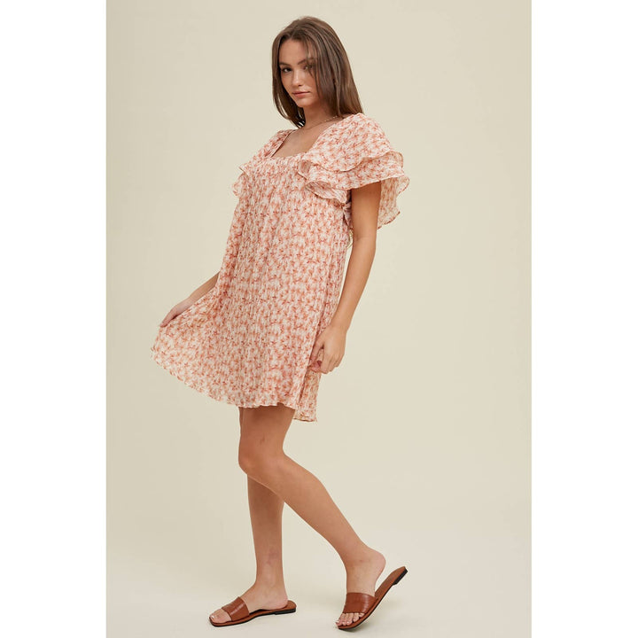 Floral Pleated Mini Dress