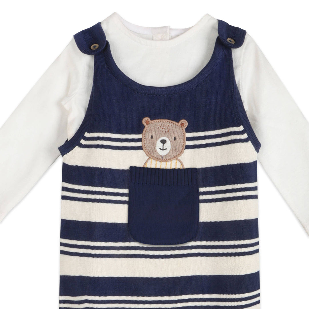 Bear Pocket Knit Baby Overall Set